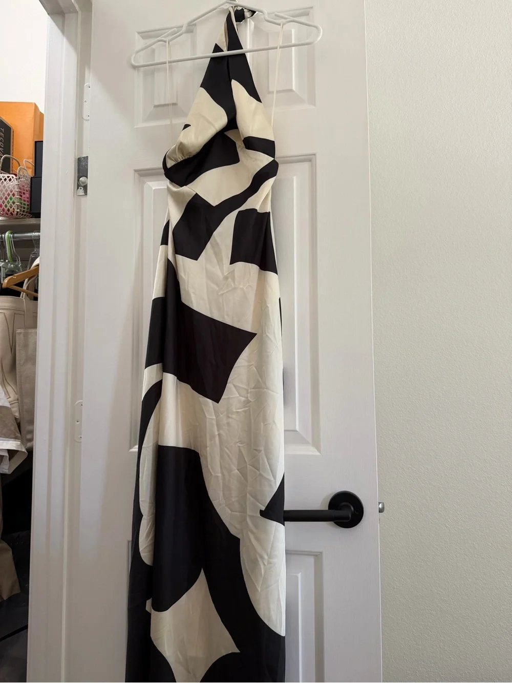 Bardot Black and cream Abstract Halter dress